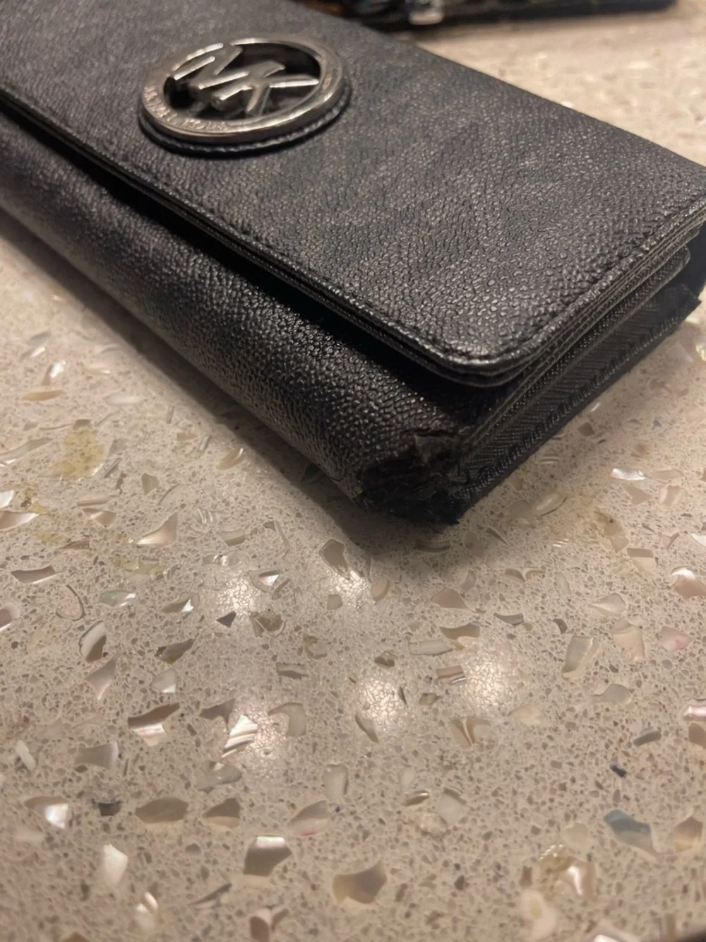 Michael Kors Fulton Black Logo Flap Continental Wallet.